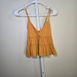 SO Juniors Tiered Ruffle Cami Tank Top‎ Mustard Yellow XS